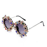 Rhinestone Round Baroque Sunglasses